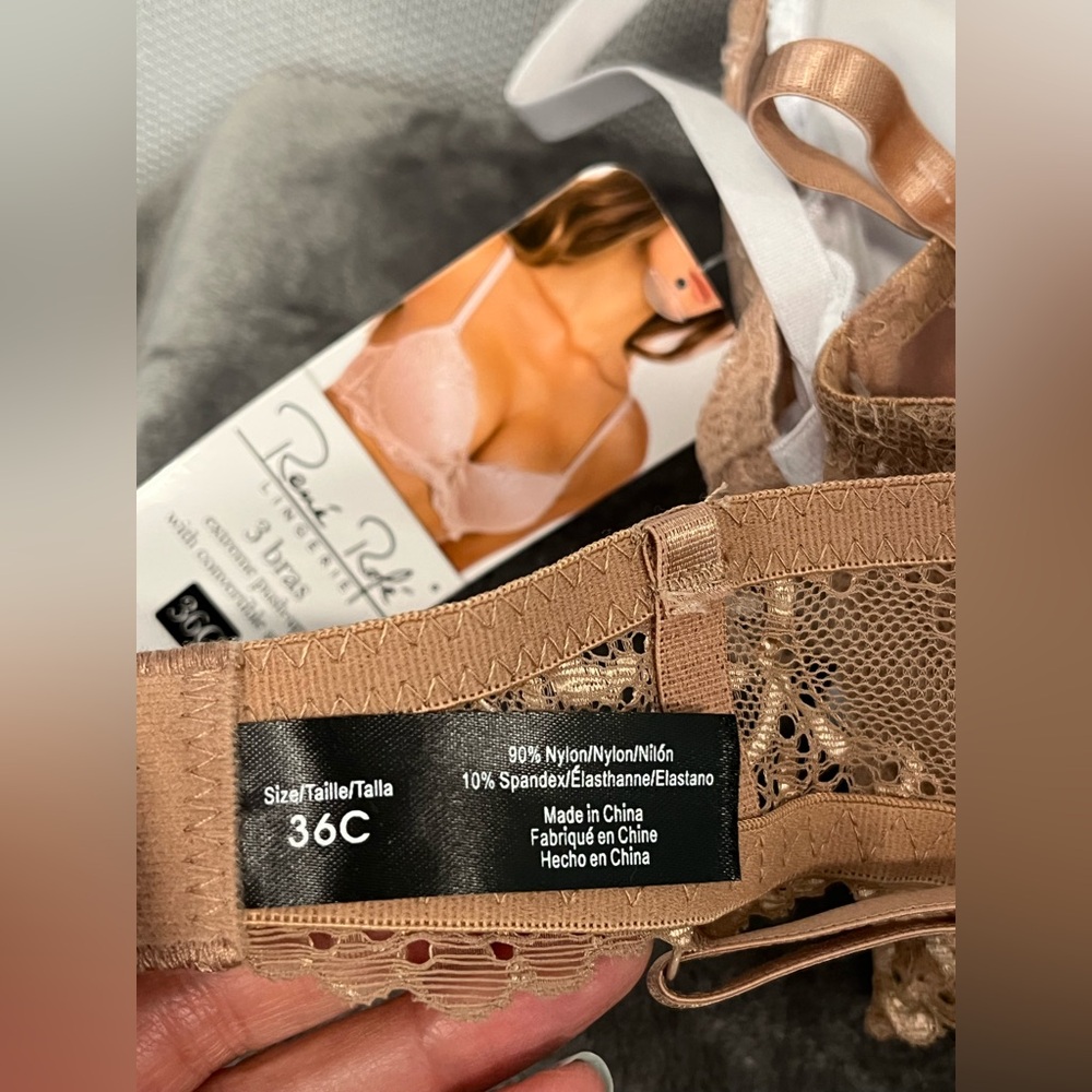 Rene Rofe push-up bras set of 3. Convertible removable straps 36C NWT Great gift - Picture 7 of 10
